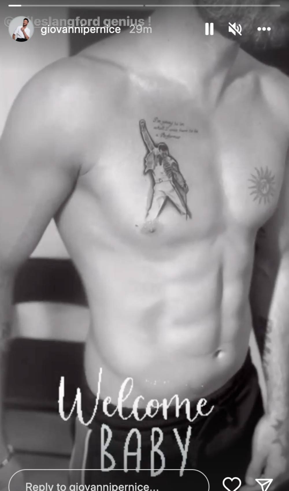 Giovanni Pernice idolises Freddie Mercury with tattoo on Instagram