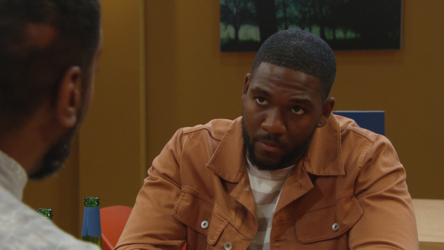 Emmerdale Ethan looks annoyed at Charles