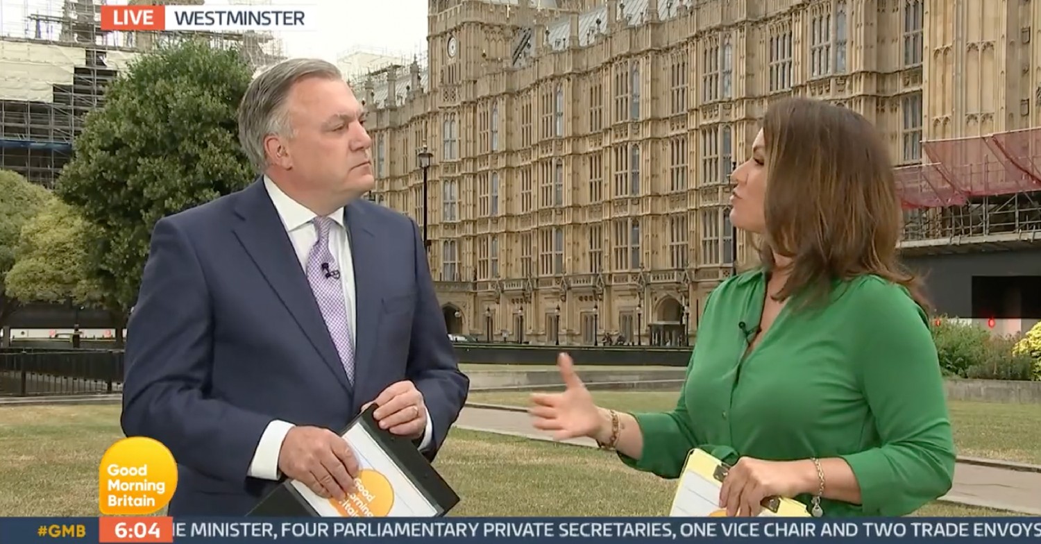 Ed Balls and Susanna Reid talking to each other on GMB today