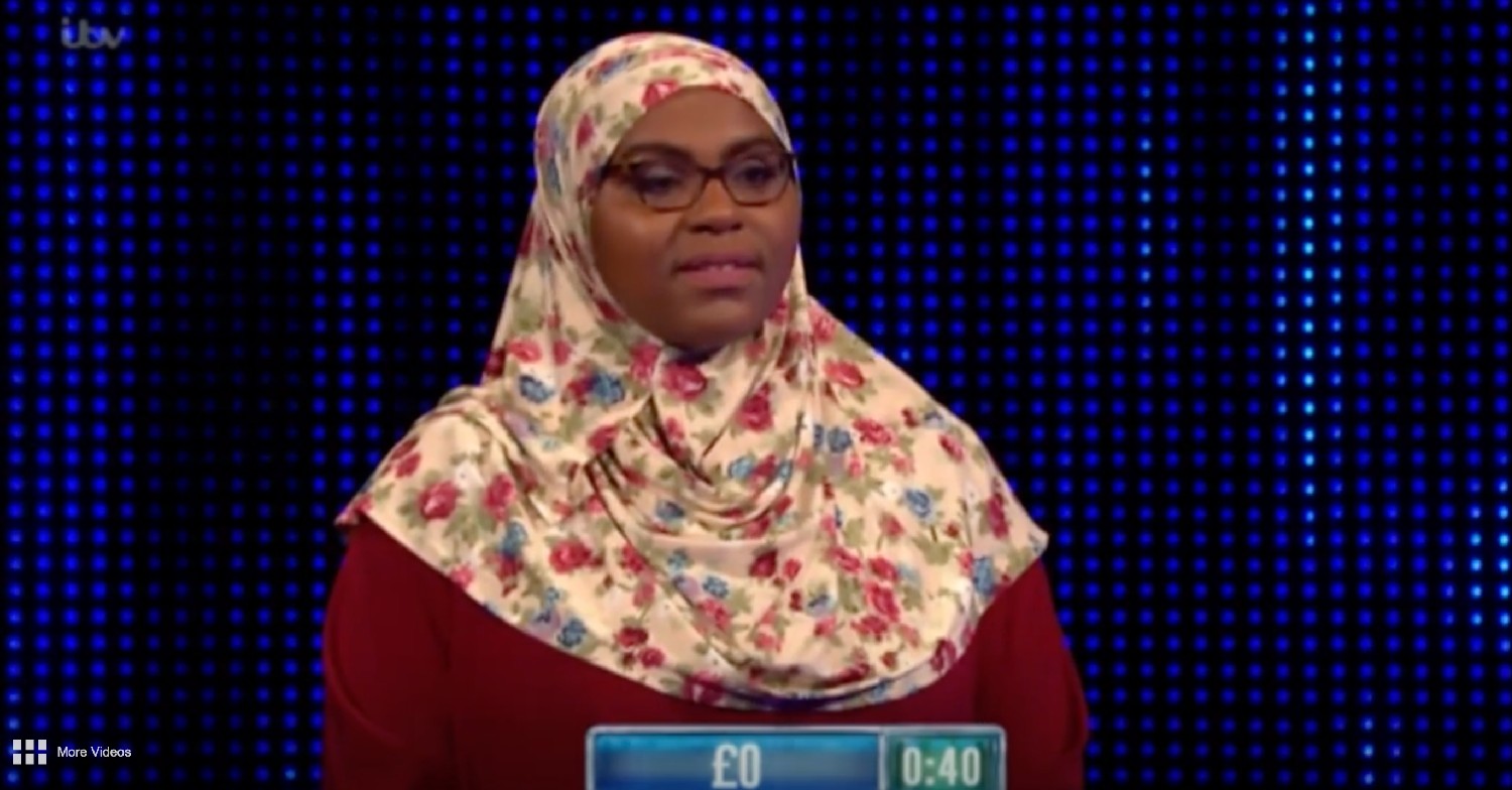 Dornu answering questions on ITV The Chase