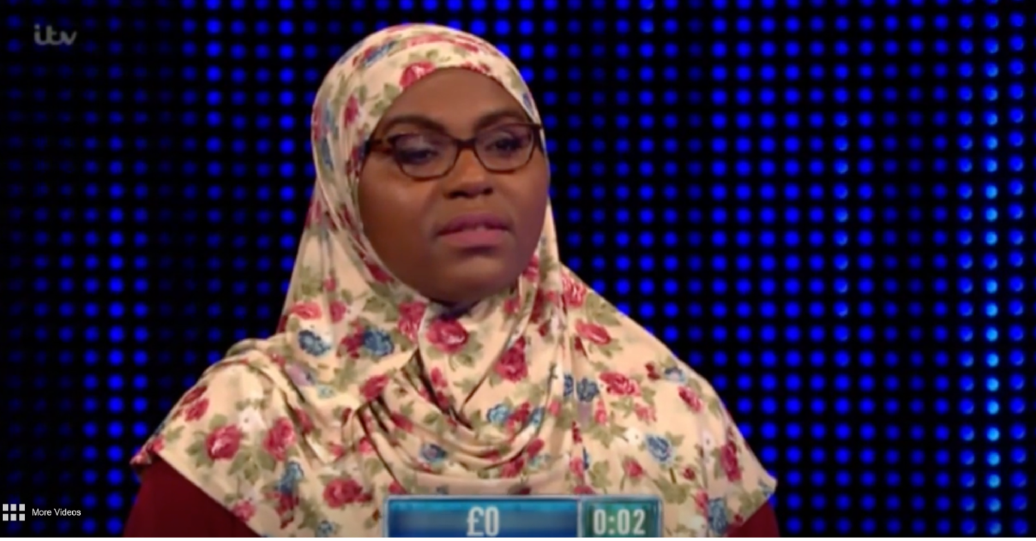 Dornu answering questions on ITV The Chase 