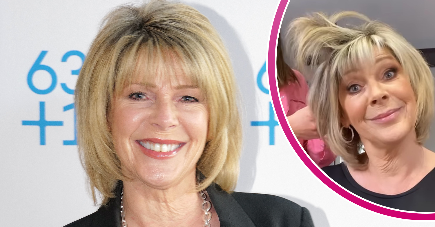 Ruth Langsford smiling and inset having her hair done