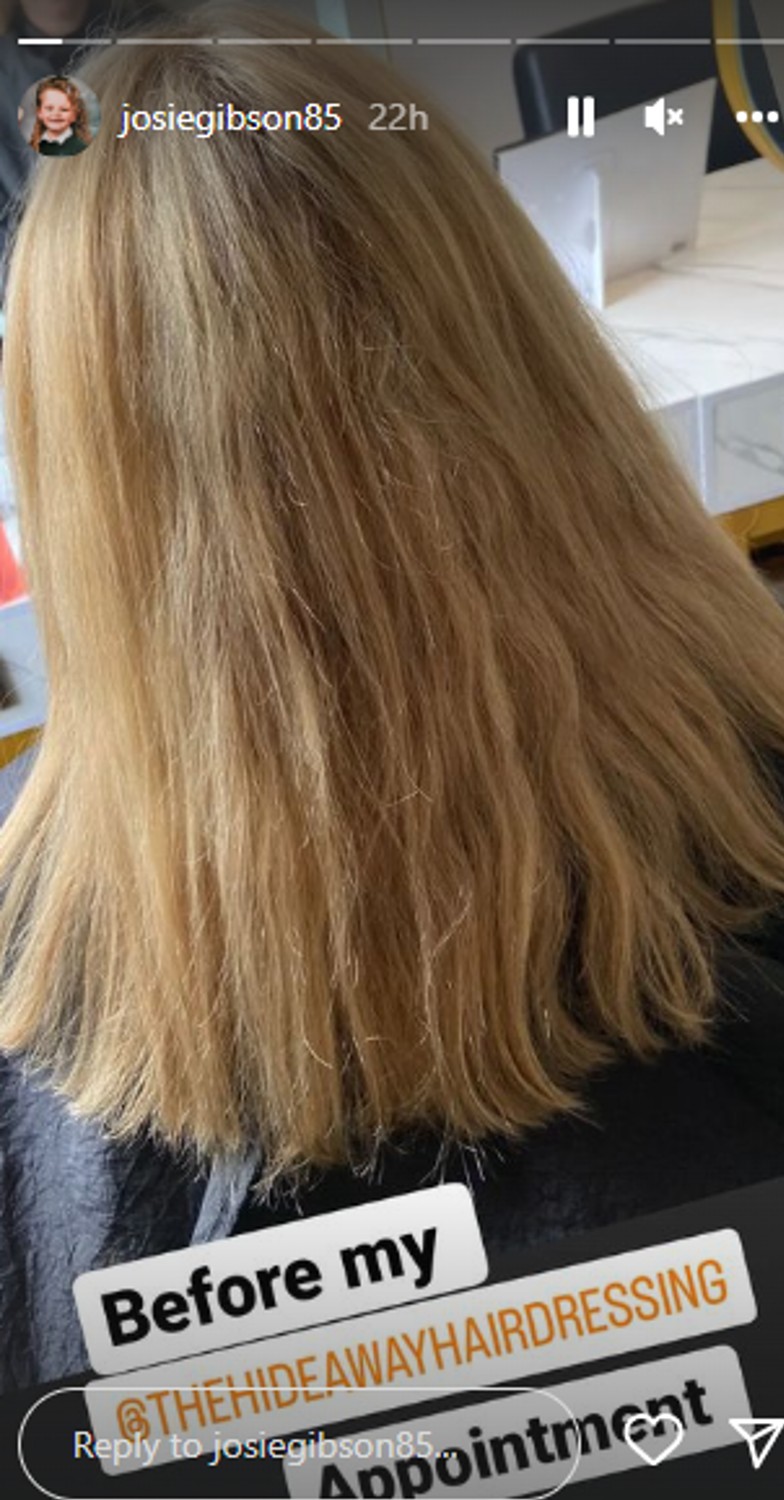 Josie Gibson reveals her hair before extensions on Instagram