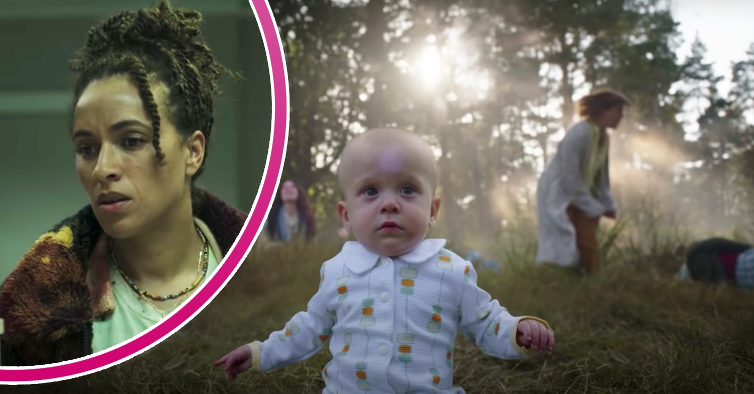 Michelle De Swarte looks terrified of a murderous infant in The Baby