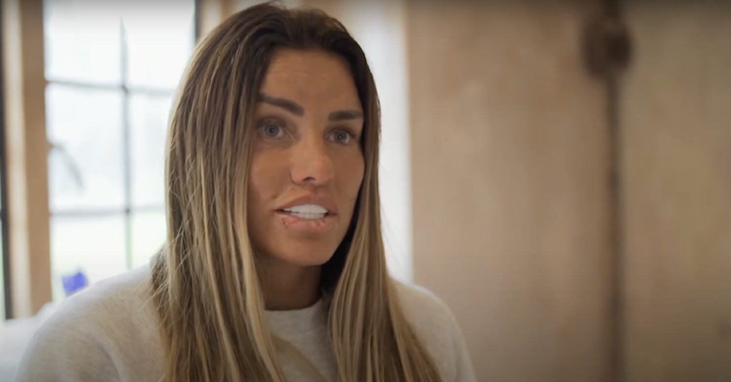 Katie Price speaking to camera 