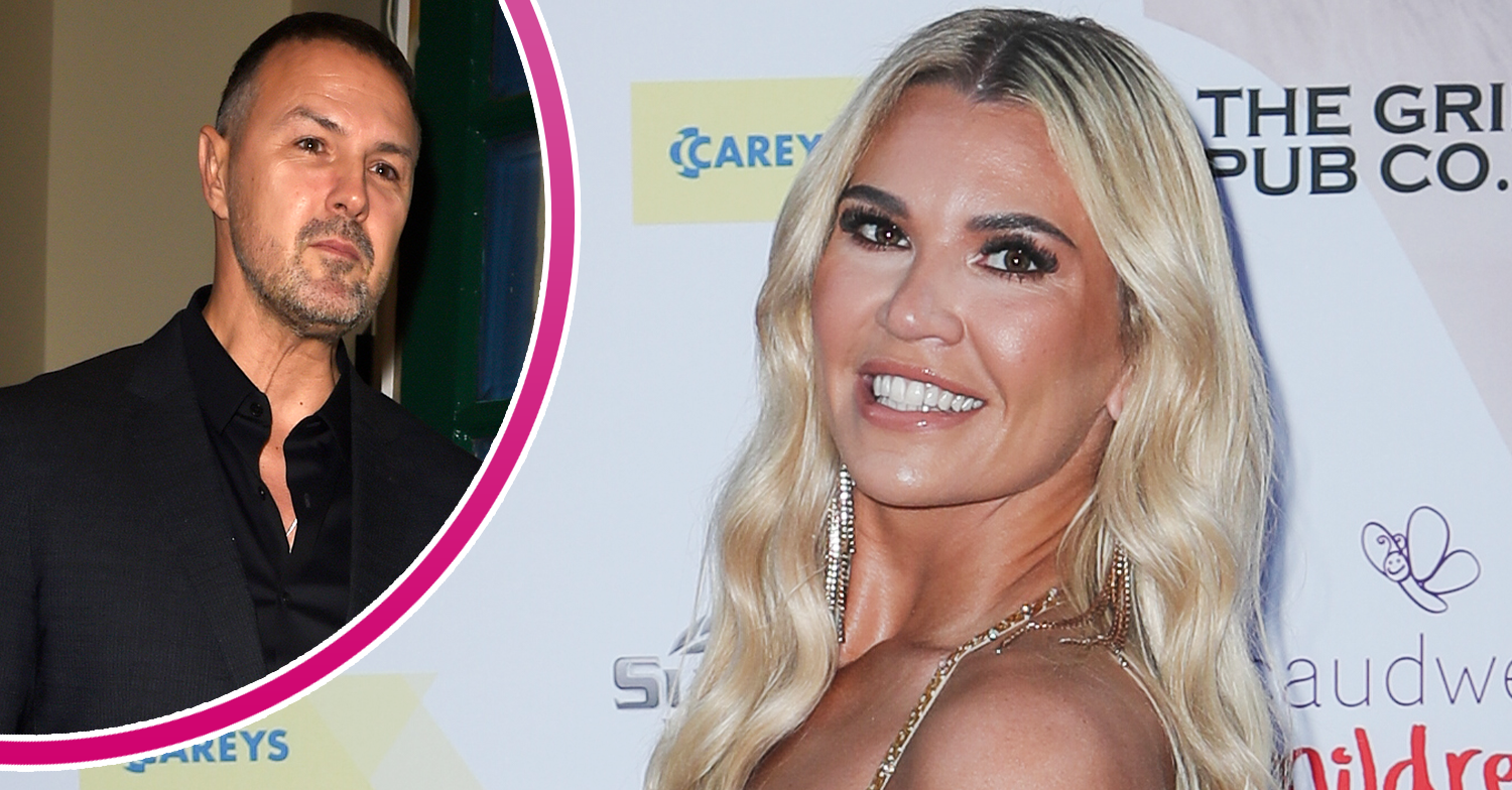 Christine McGuinness smiling nad Paddy inset