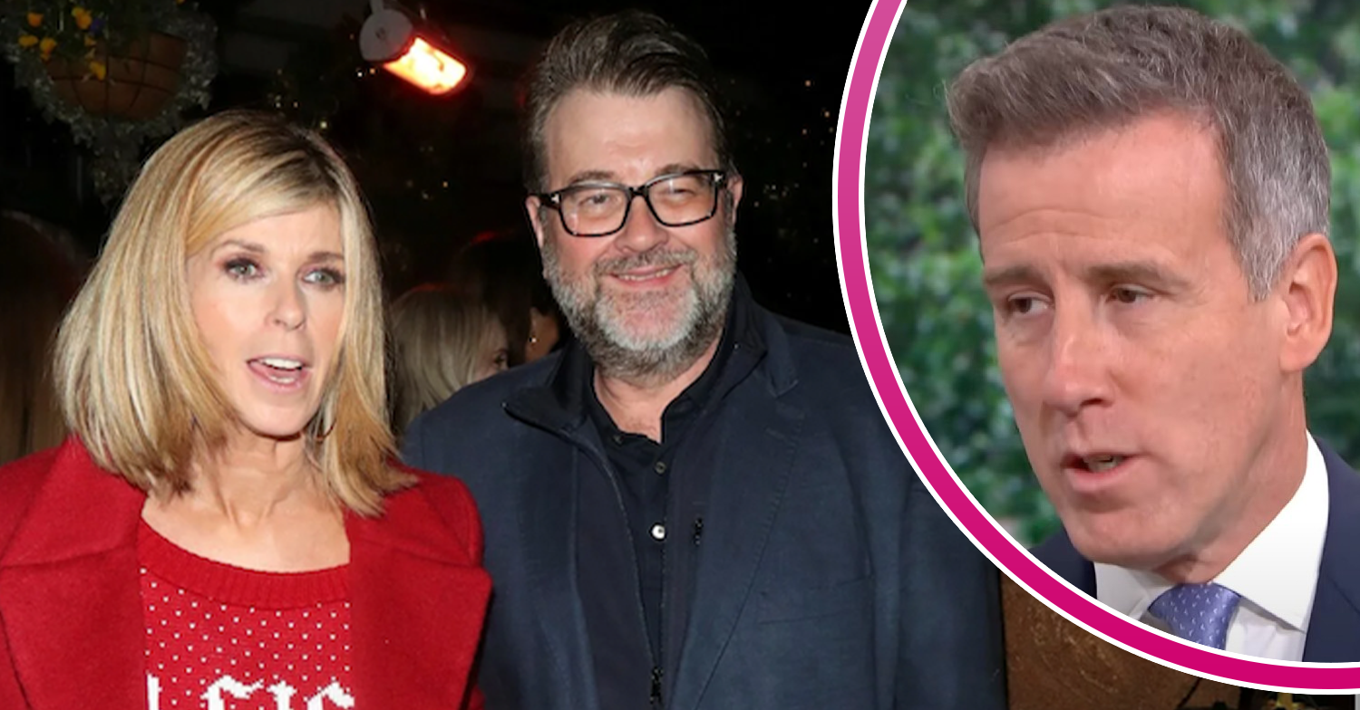 Kate and Derek smiling nad Anton du Bekę inset