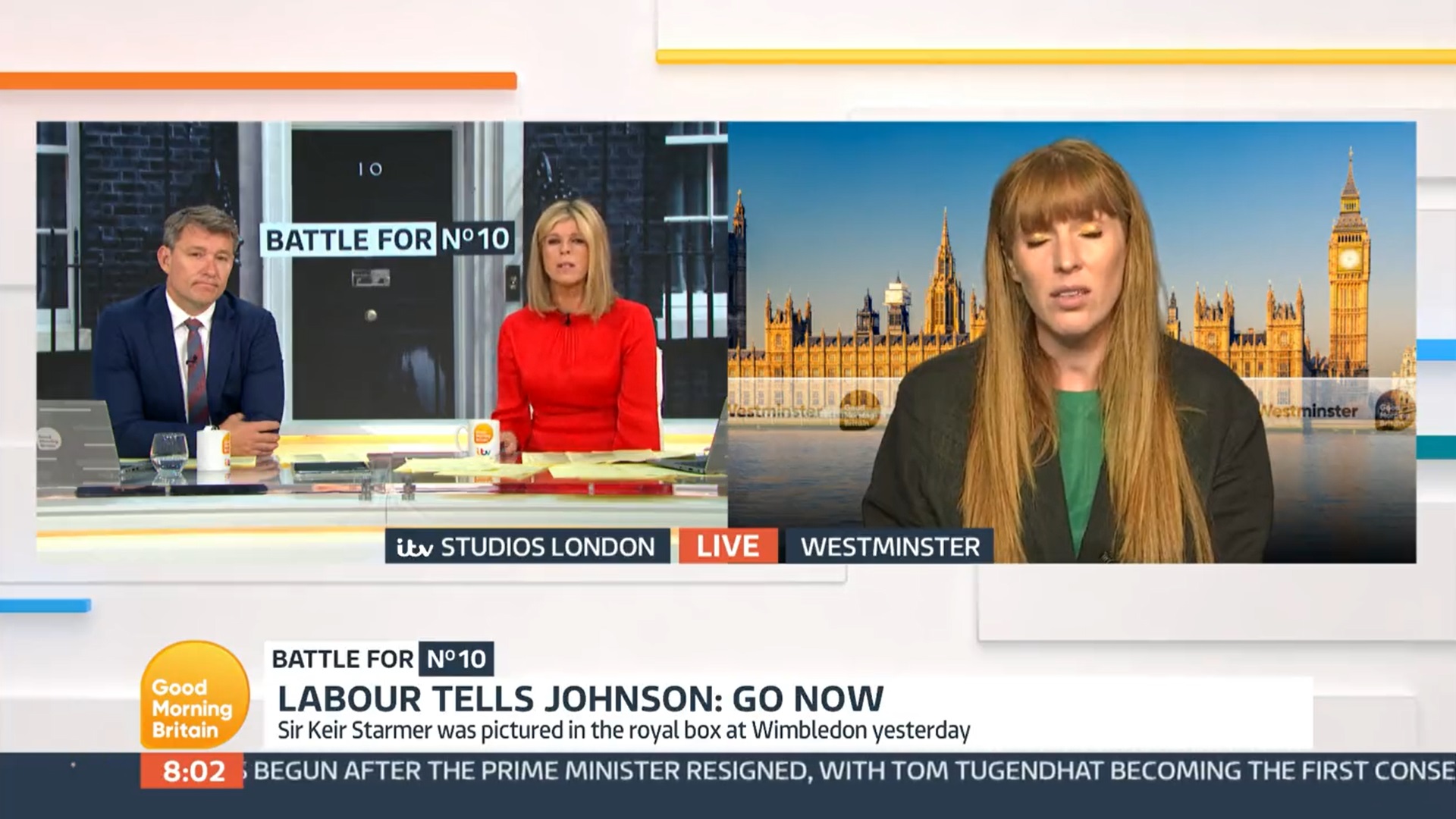 Kate Garraway and Angela Raynor on Good Morning Britain today
