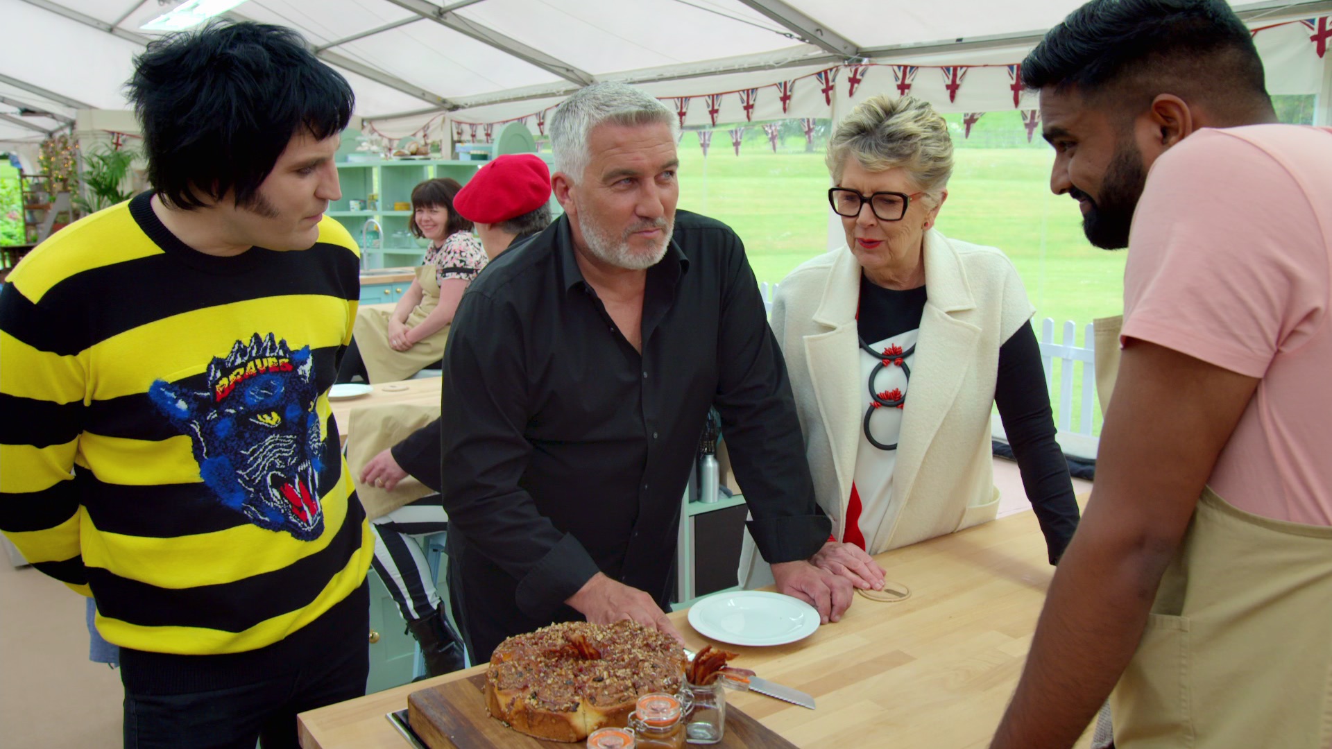 Paul Hollywood judging on Great British Bake Off
