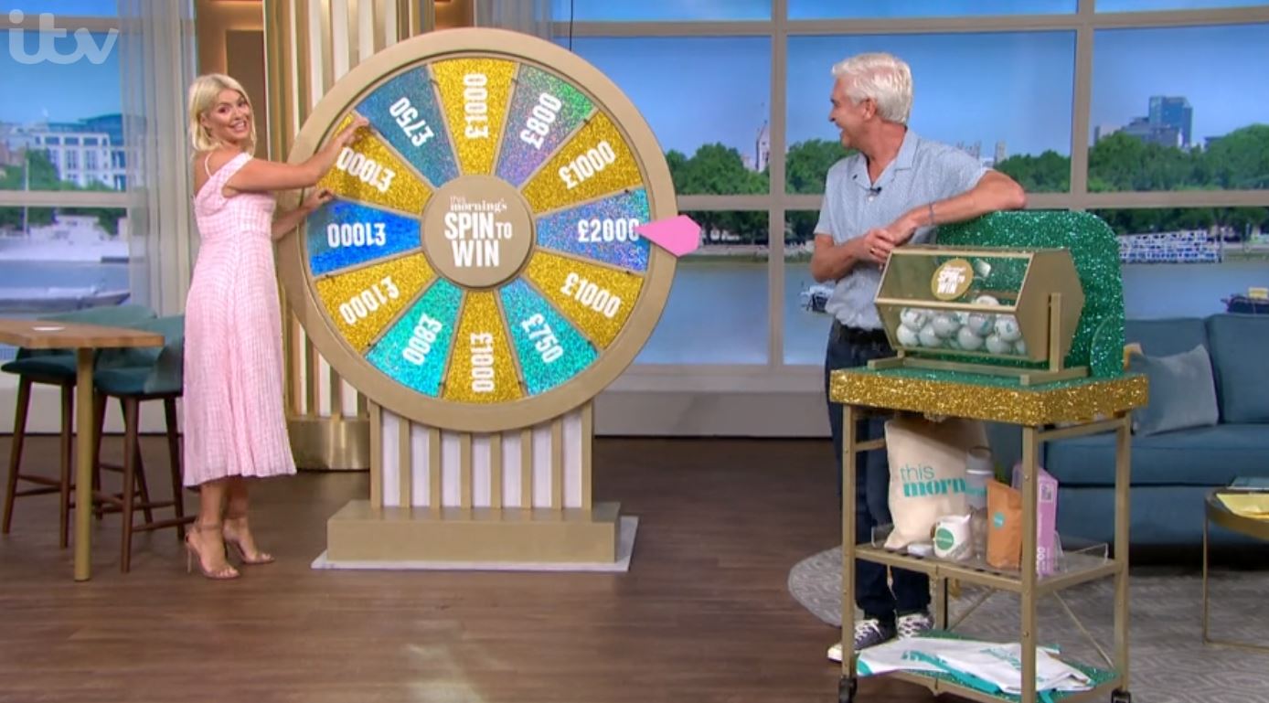 Holly Willoughby spins the wheel on This Morning