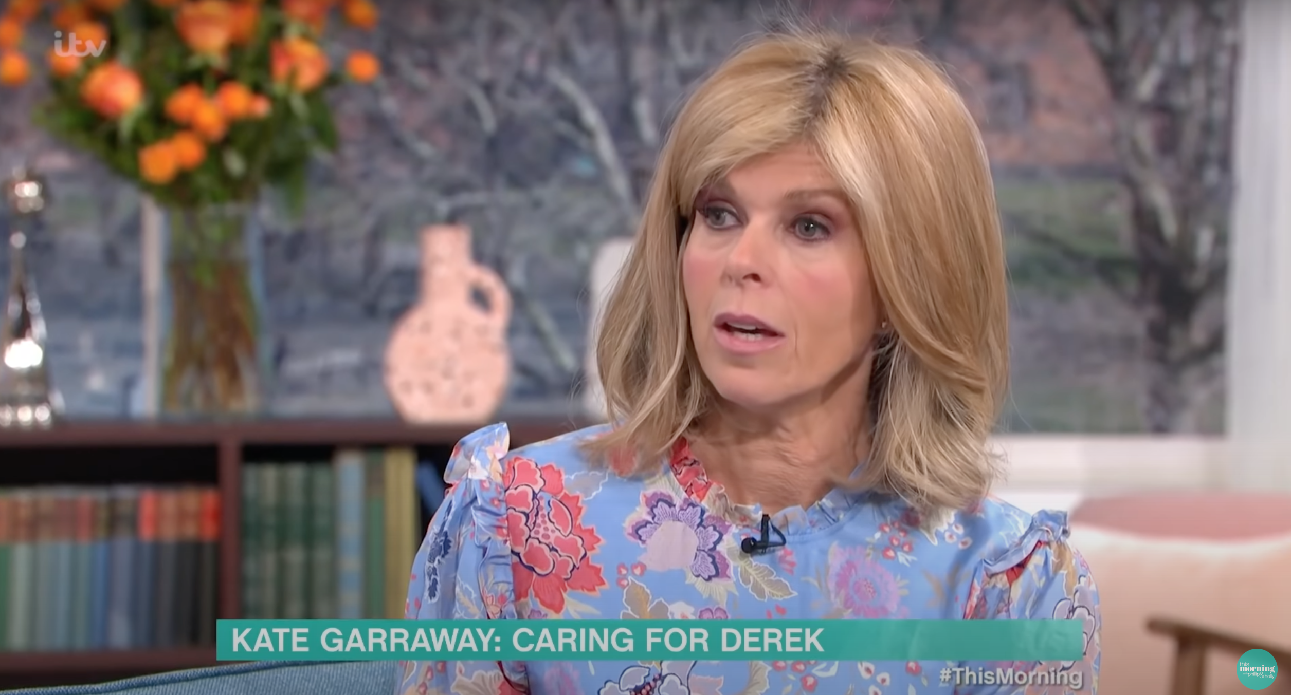 Kate Garraway looking worried during an interview