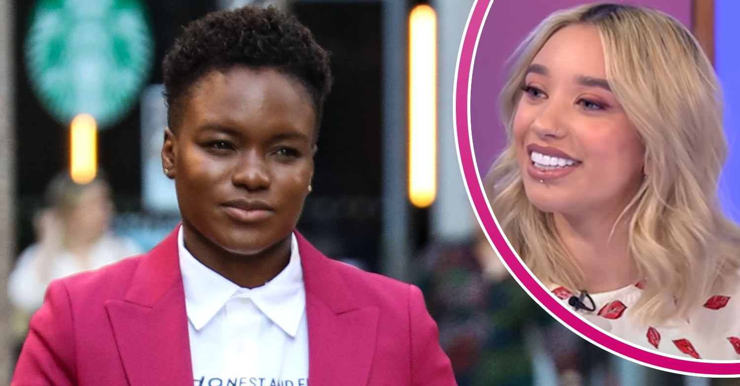 Nicola Adams and girlfriend smiling - ED composite