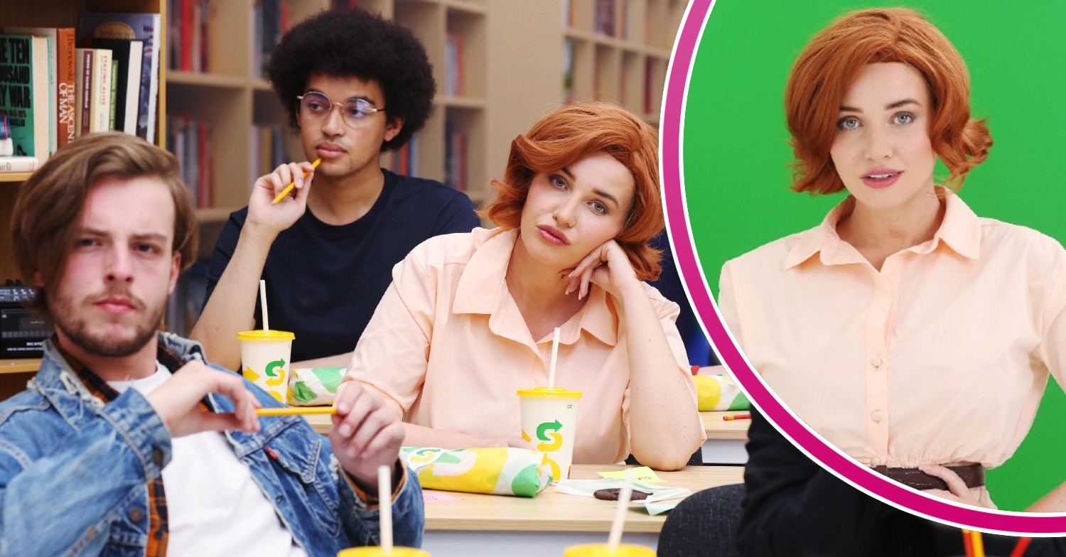 Amy Hart dressed as Molly Ringwald from The Breakfast Club