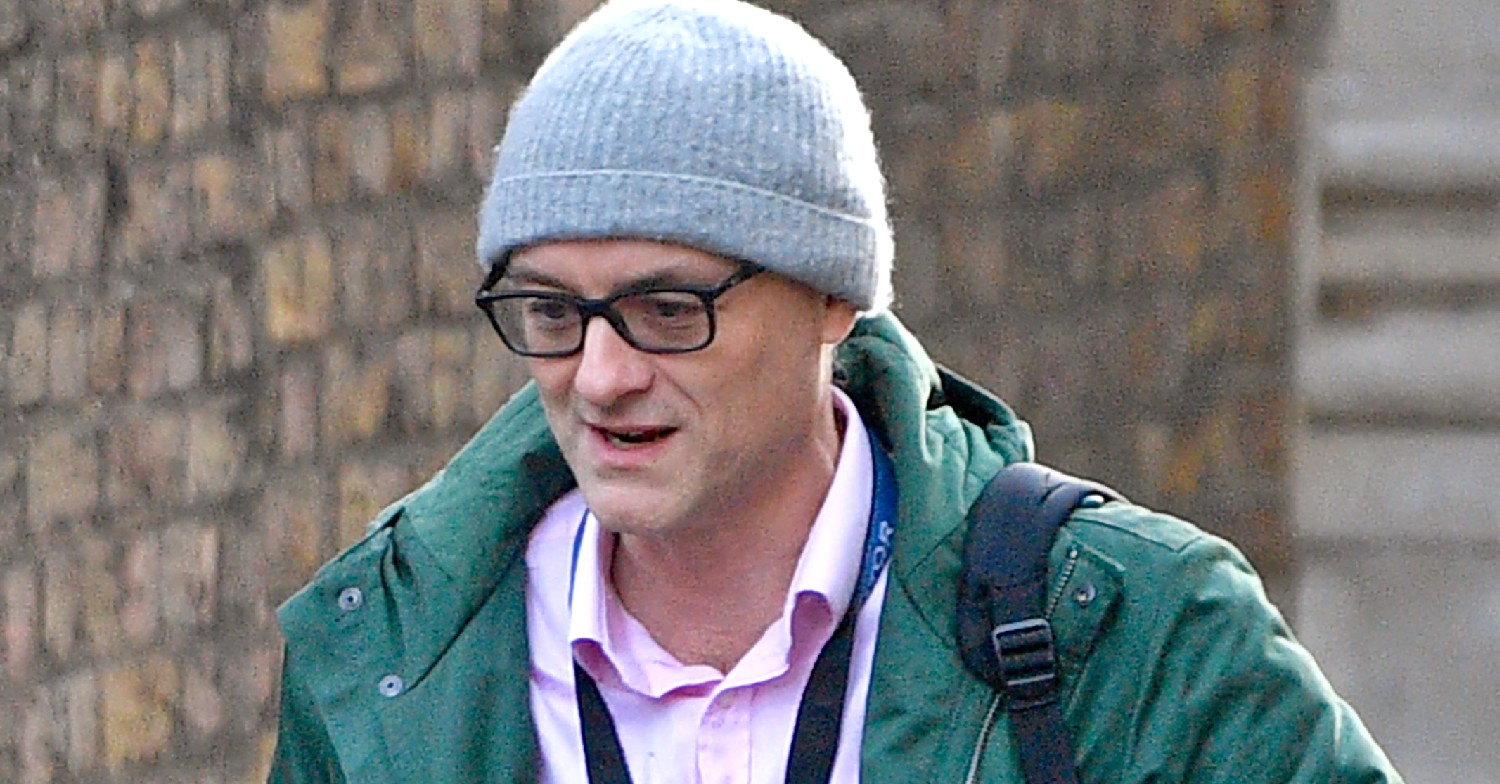 Dominic Cummings wearing a grey beanie