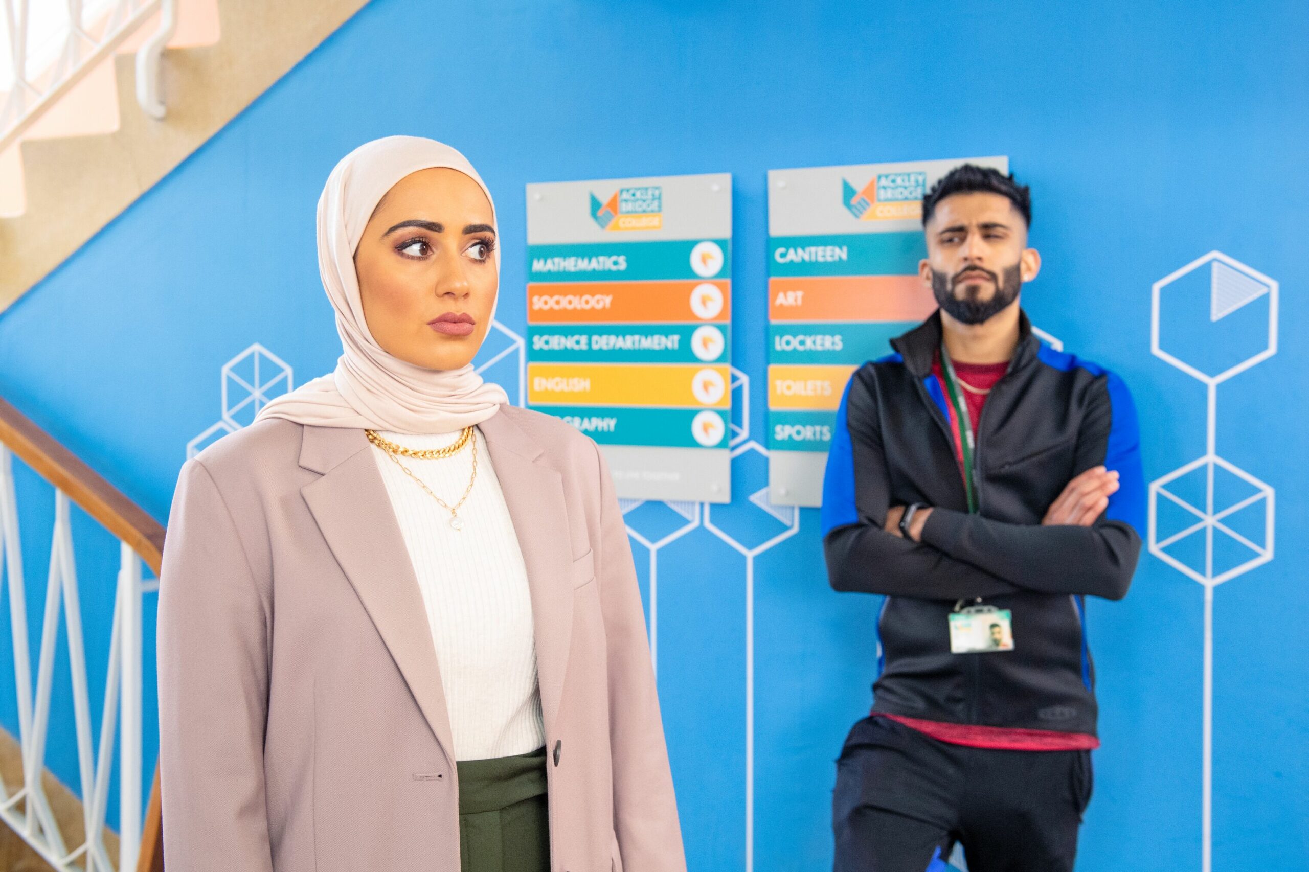 Asma and Hassan in Season 5 of Ackley Bridges