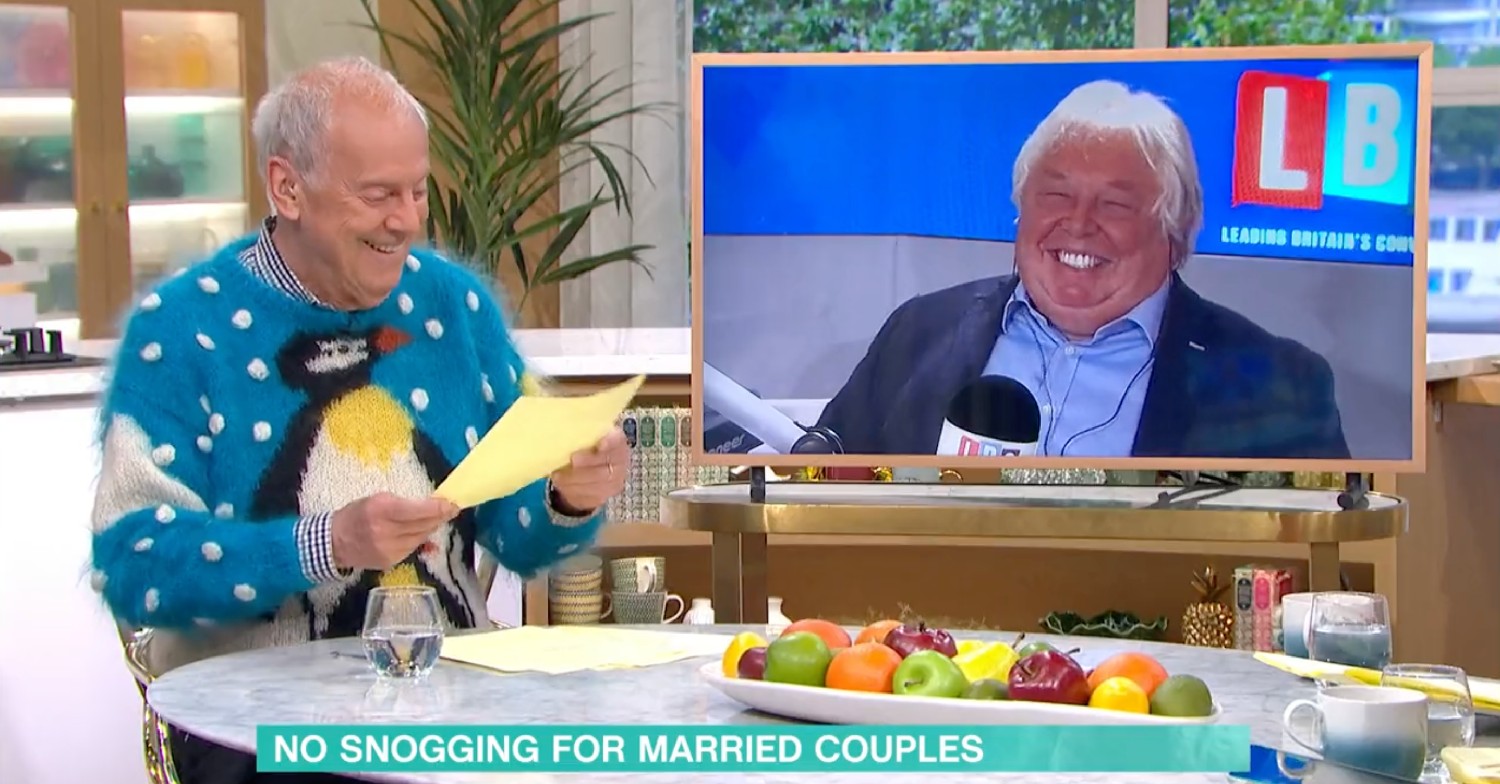 Gyles Brandreth and Nick Ferrari laughing on This Morning today