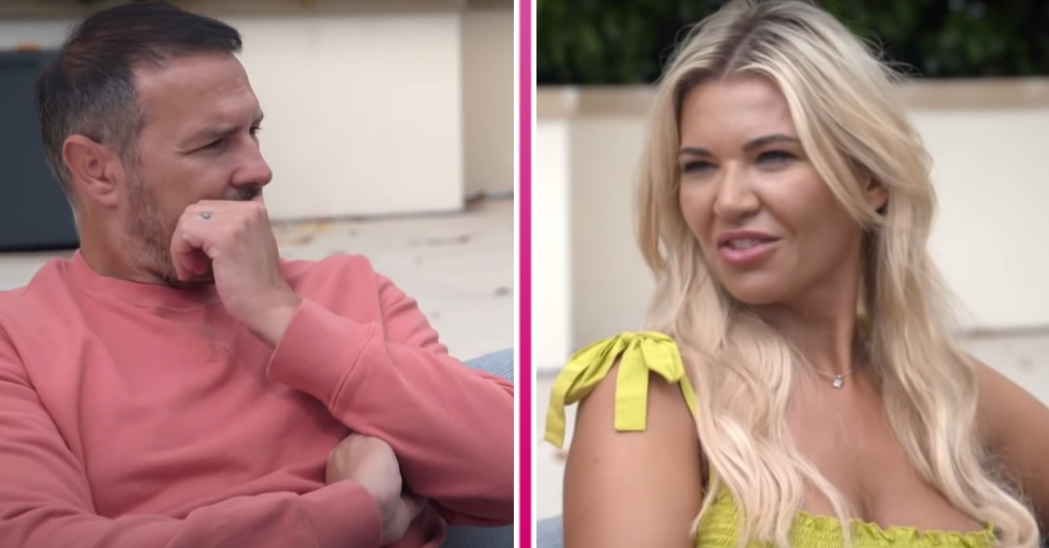 Paddy McGuinness holds his hand to his mouth and wife Christine expresses herself