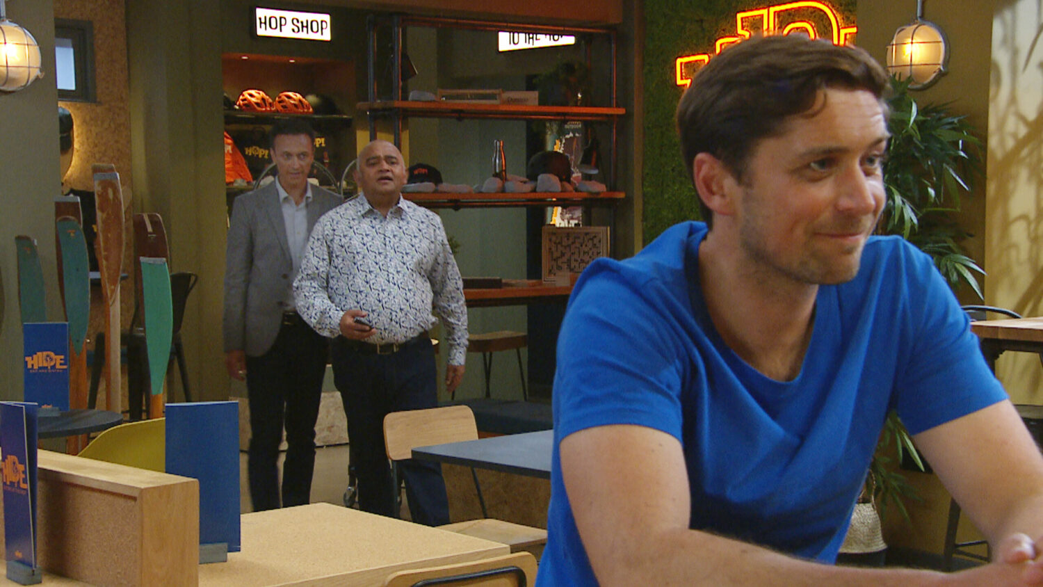 Emmerdale Jai and Rishi watch Laurel and Kit