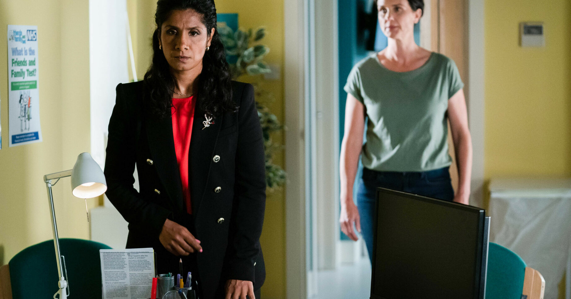 EastEnders Suki looks upset as Eve walks in