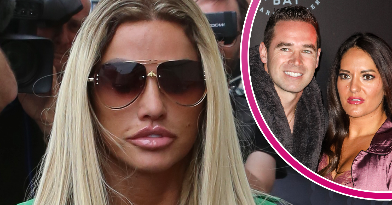 Katie Price in sunglasses and Kieran and Michelle inset