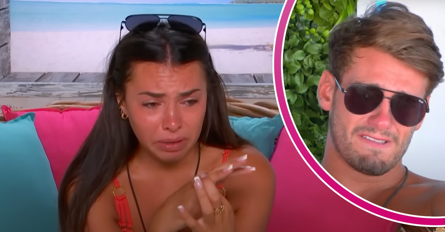 Paige Thorne crying, Jacques O'Neill crying on Love Island