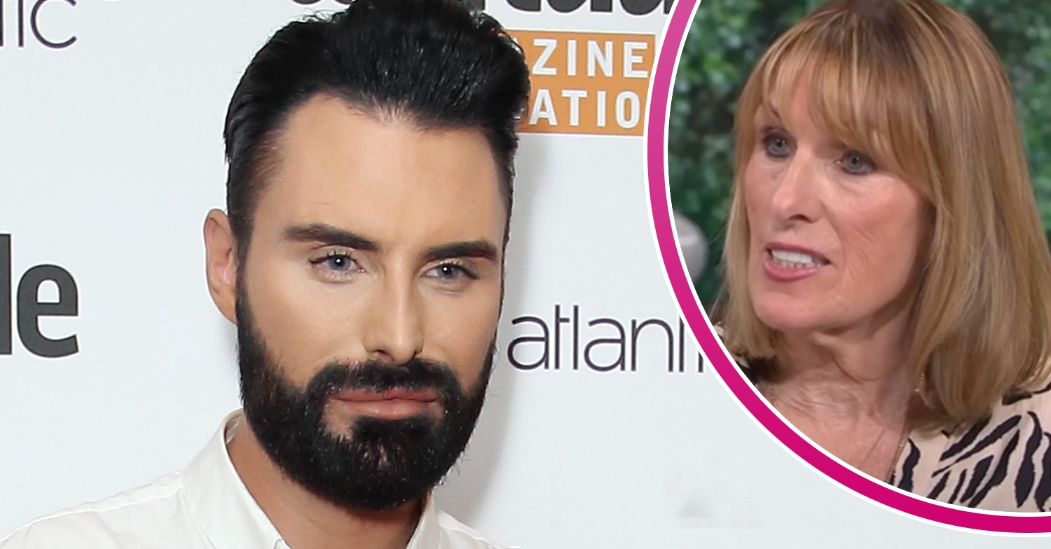 Rylan Clark posing at event and his mum Linda talking on This Morning