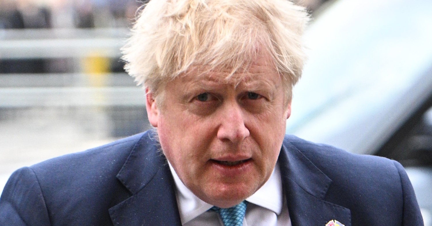 UK Prime Minister Boris Johnson frowning