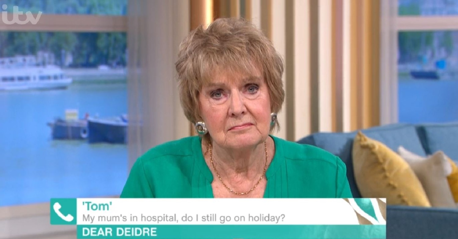 Deidre Sanders looking sad during This Morning phone-in today