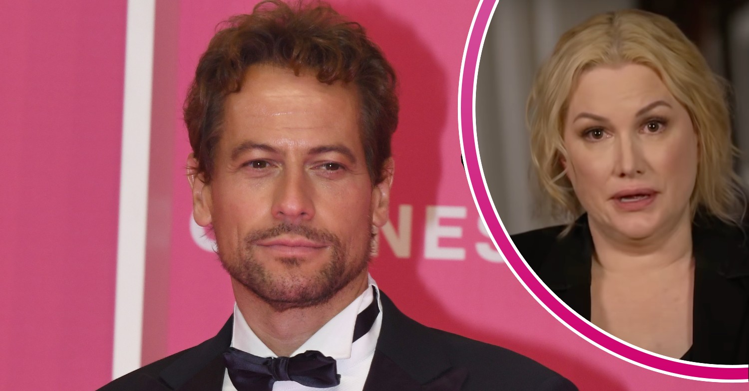Ioan Gruffudd smouldering, Alice Evans looking serious in TV interview