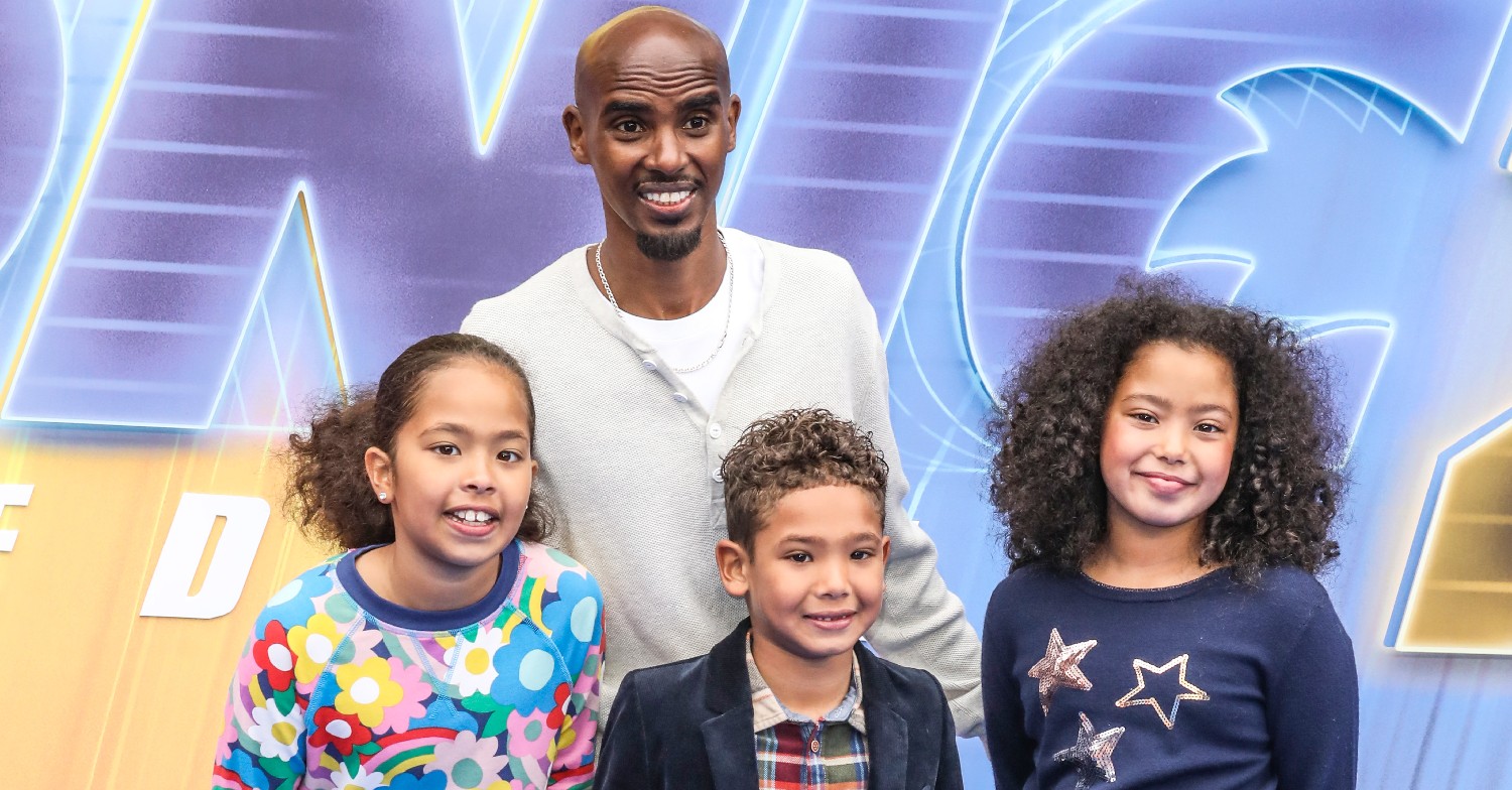 Mo Farah and his children at a film premiere 