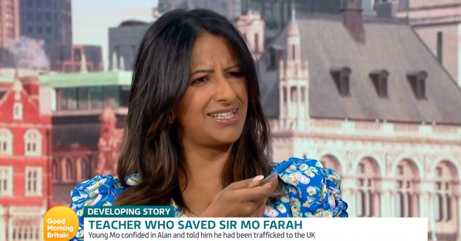 Ranvir Singh gesticulates with her pen on GMB today