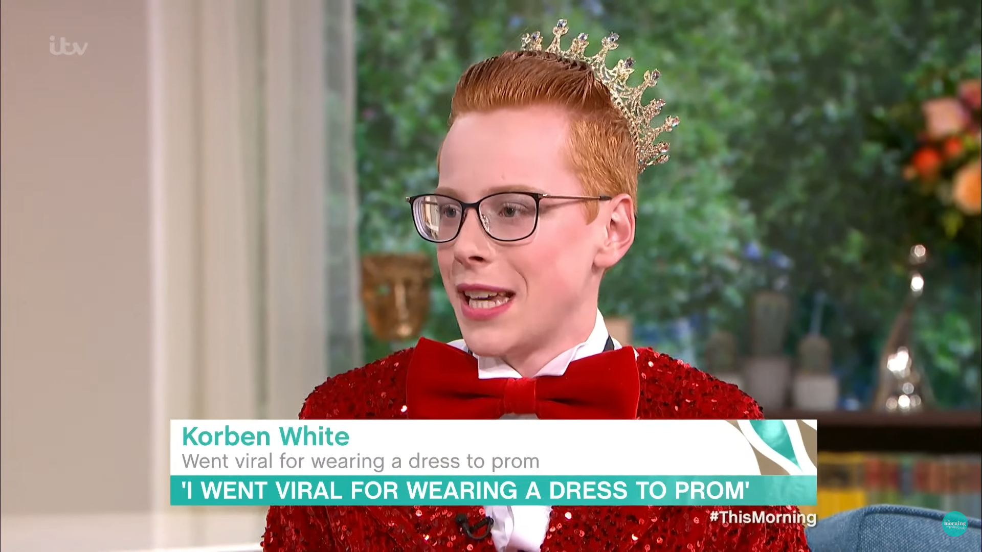 Korbin and his mother on This Morning today after going viral