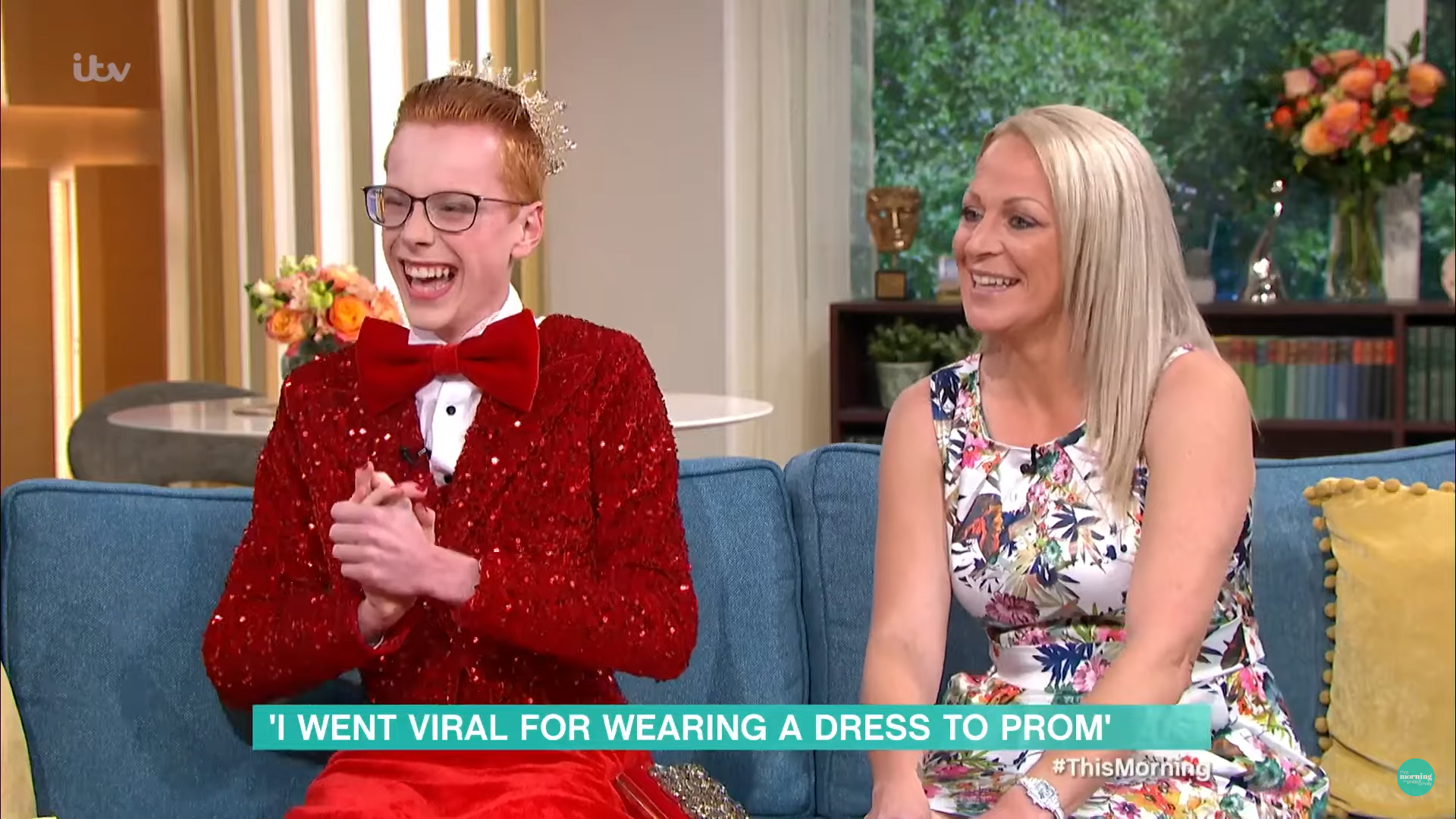 Korbin and his mother on This Morning today after going viral