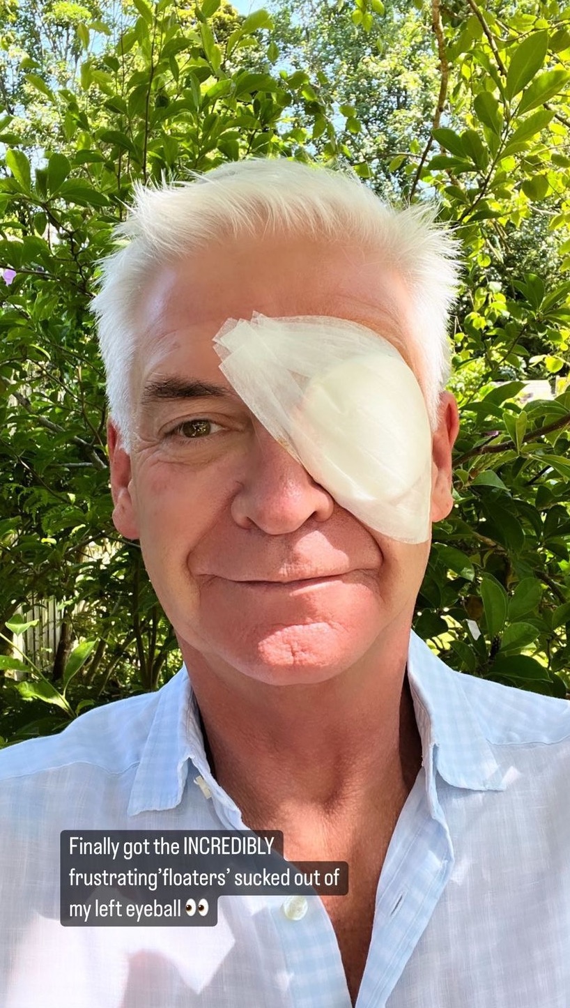 Phillip Schofield wit a bandage on his eye
