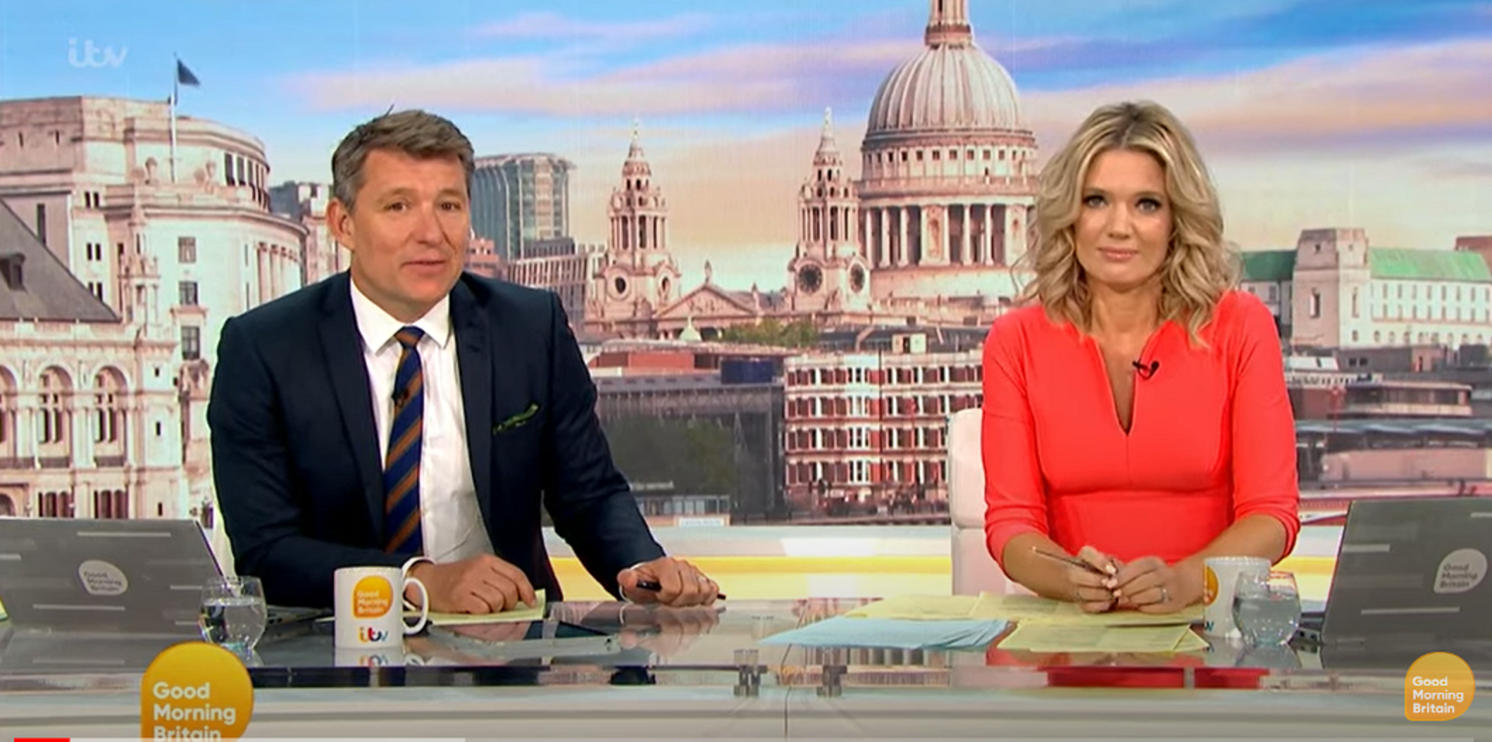 Charlotte Hawkins and Ben Shephard presenting GMB today