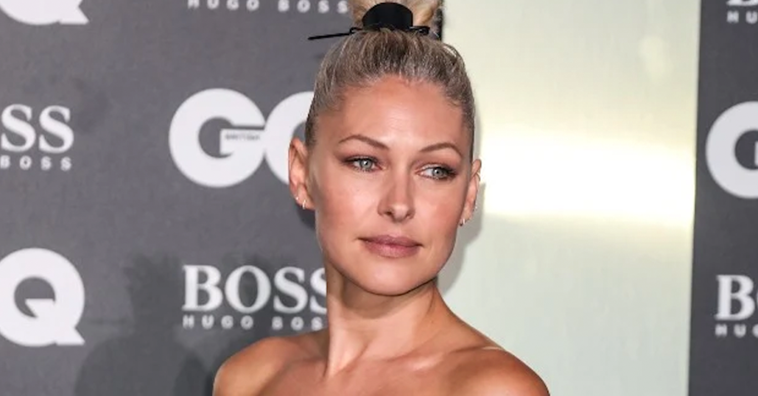 Emma Willis on the red carpet with her hair up
