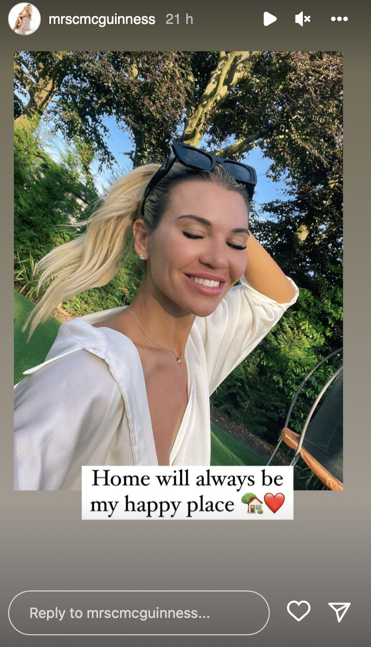 Christine McGuinness smiling in the garden