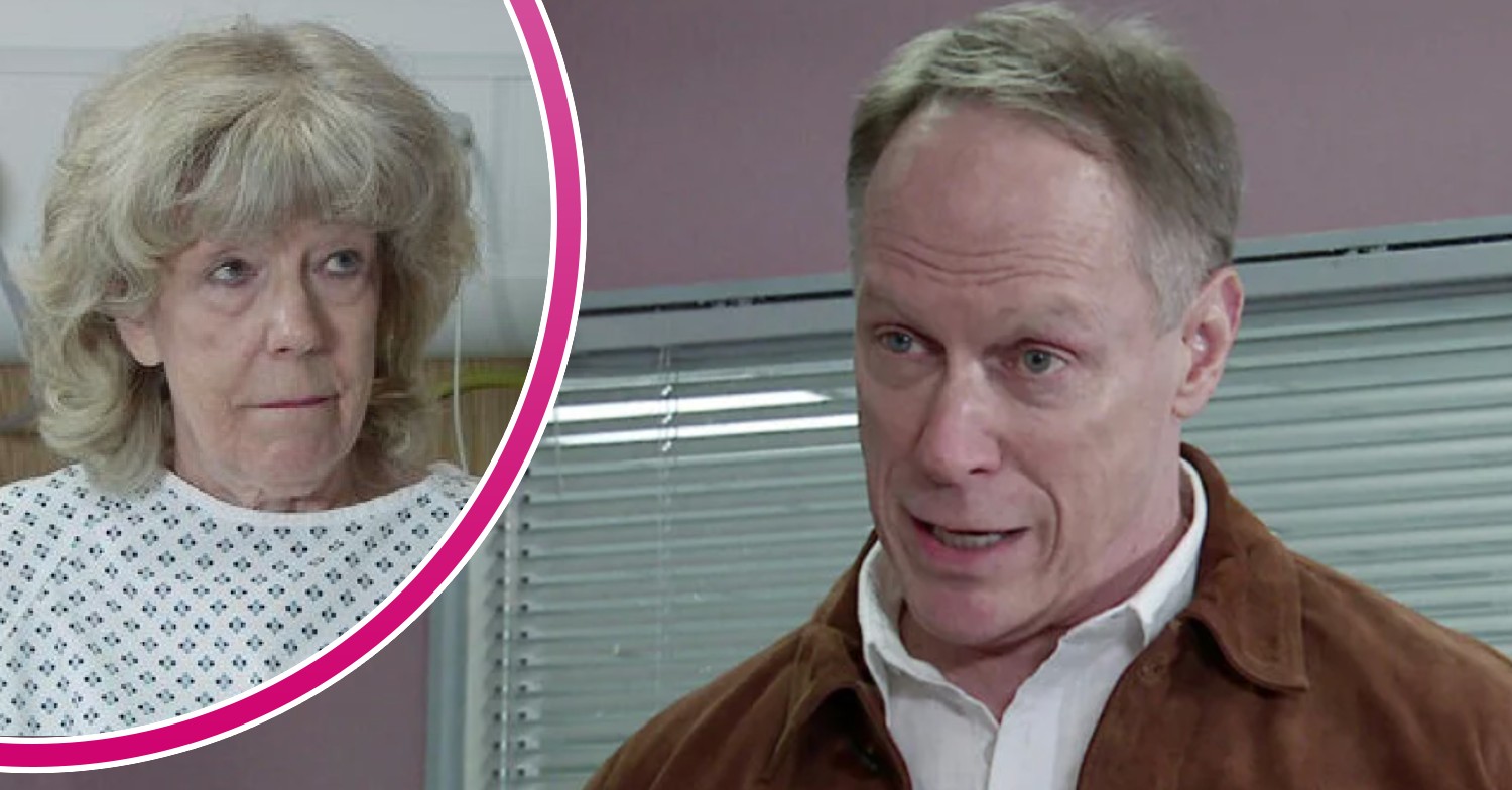 Audrey in hospital alongside Stephen in Coronation Street