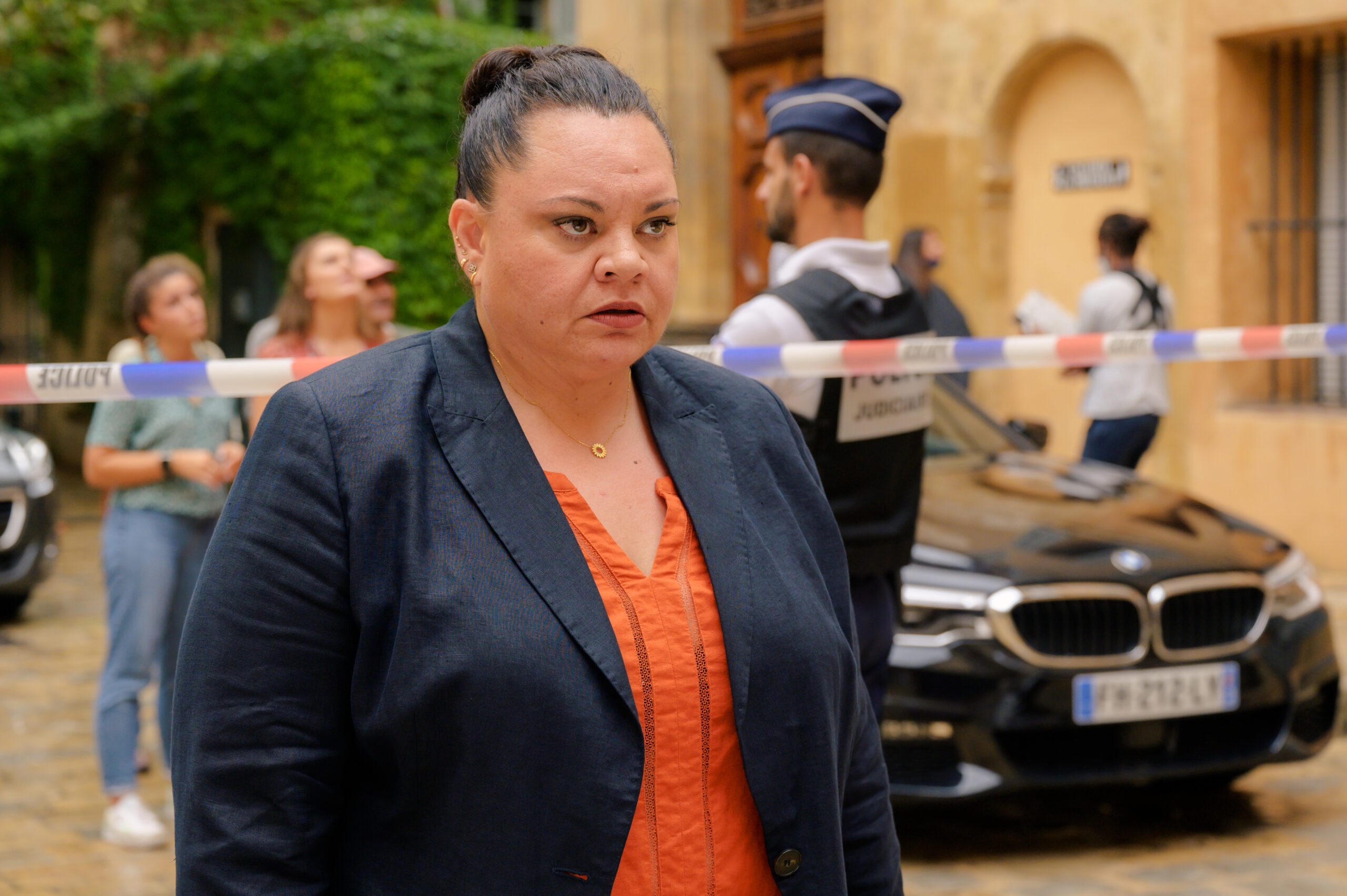 Keale Settle looking fierce as Helene in Murder In Provence