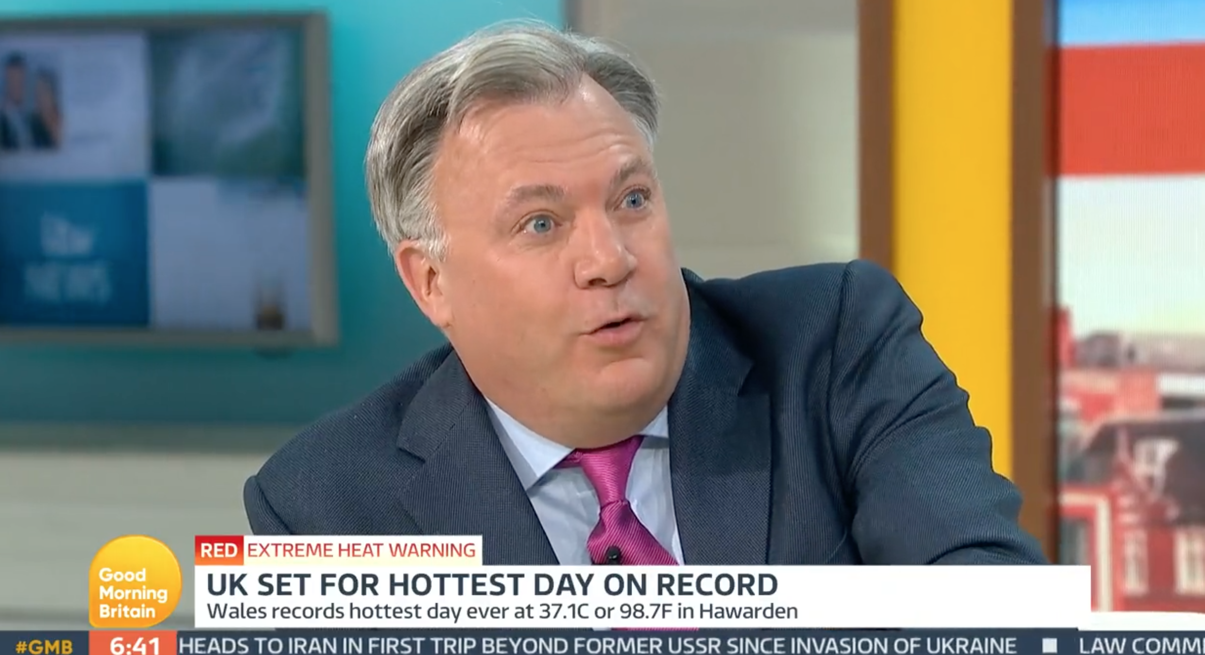 Ed Balls looking annoyed on GMB