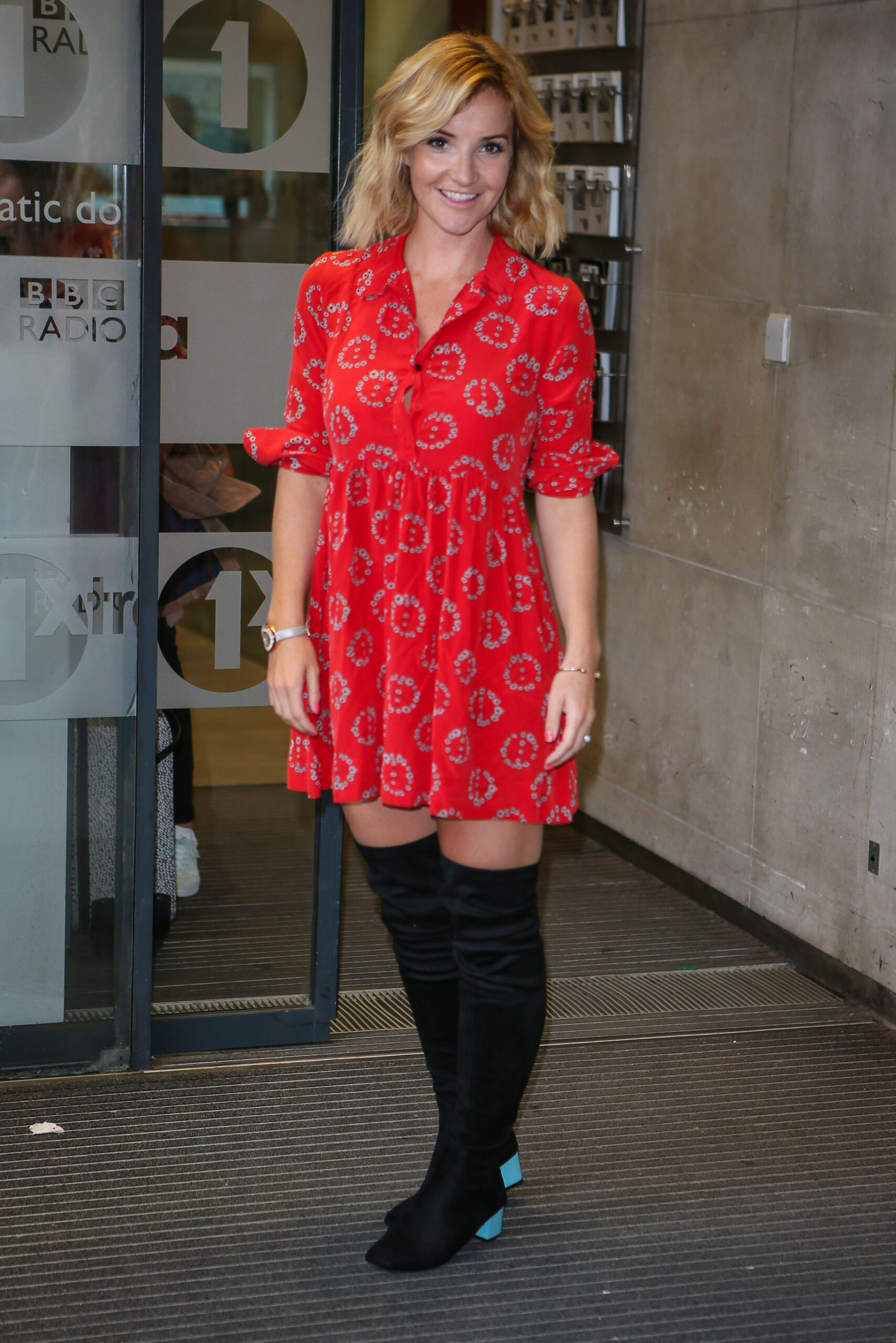 Countryfile star Helen Skelton in a red dress leaving the BBC