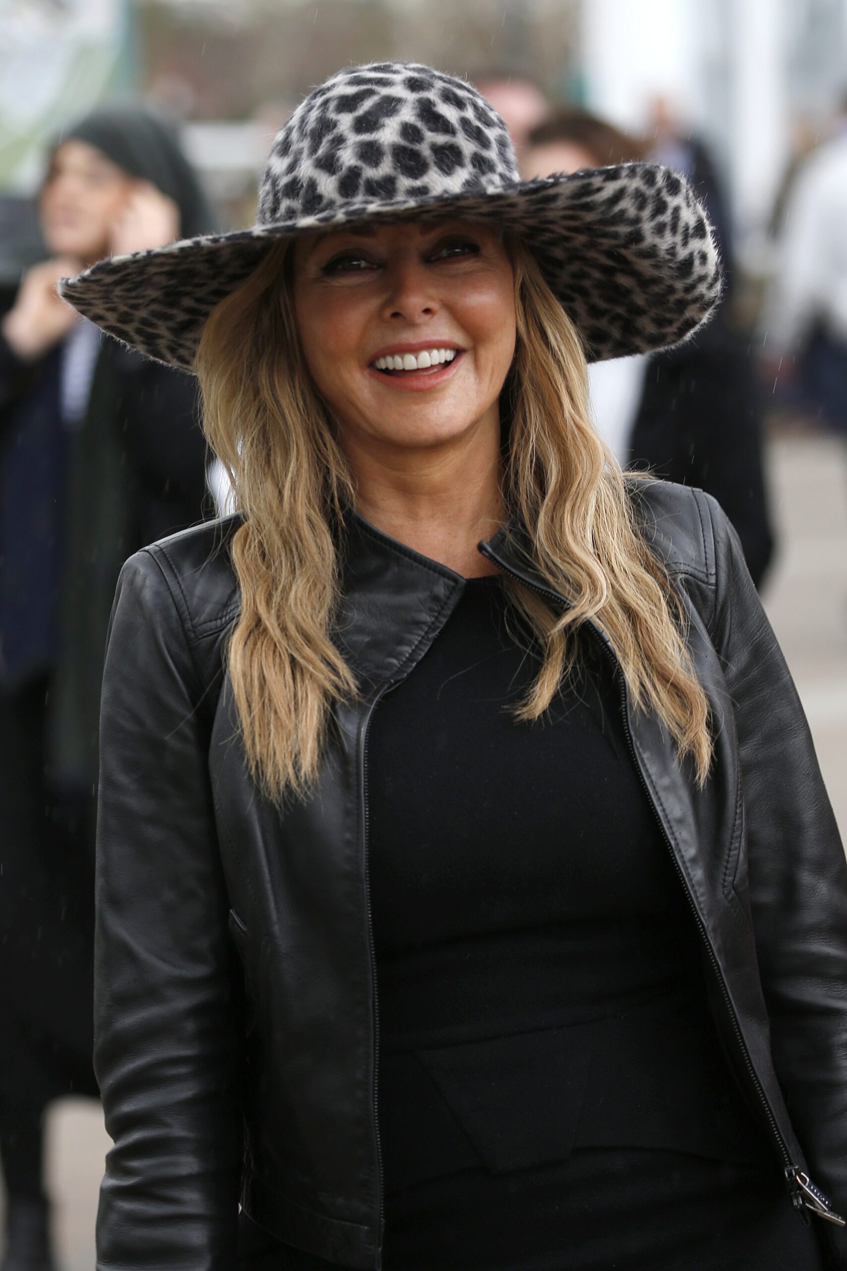 Carol Vorderman smiling at Cheltenham Festival 