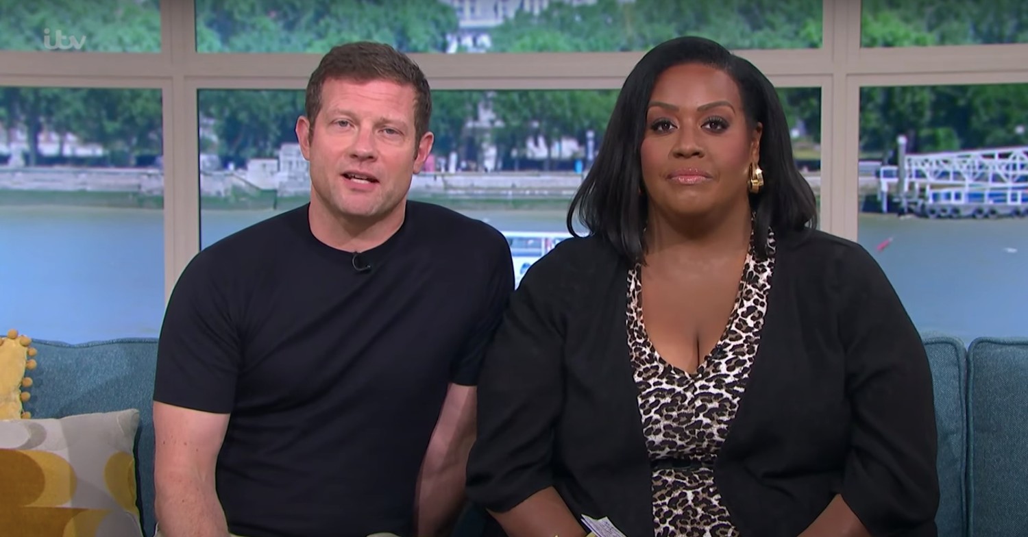 Alison Hammond and Dermot O'Leary look at camera as they host This Morning today