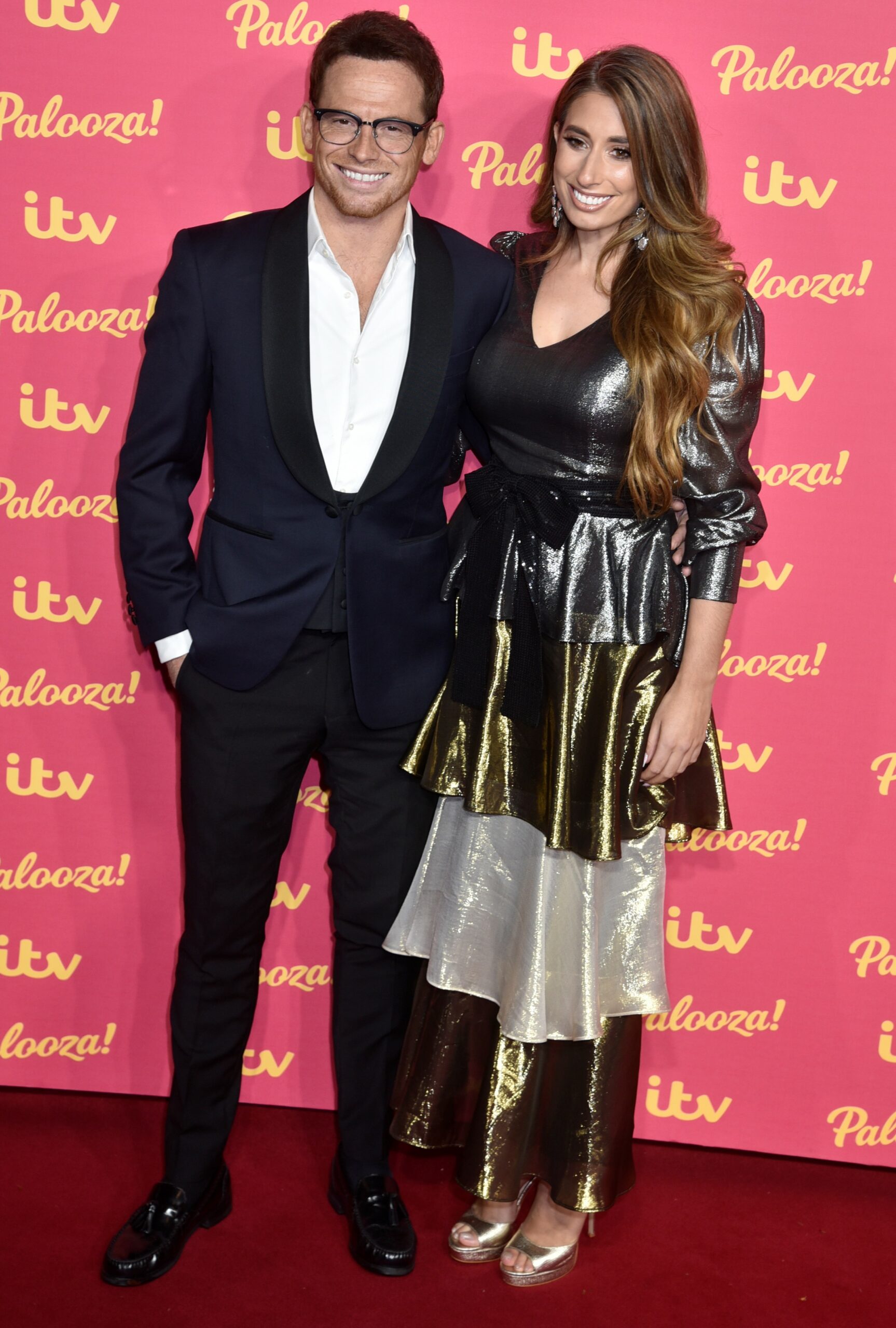 Joe Swash and Stacey Solomon smile at ITV Palooza