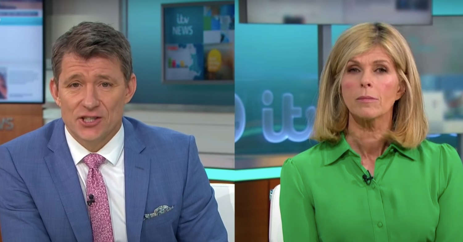 Kate Garraway and Ben Shepard look serious on Good Morning Britain