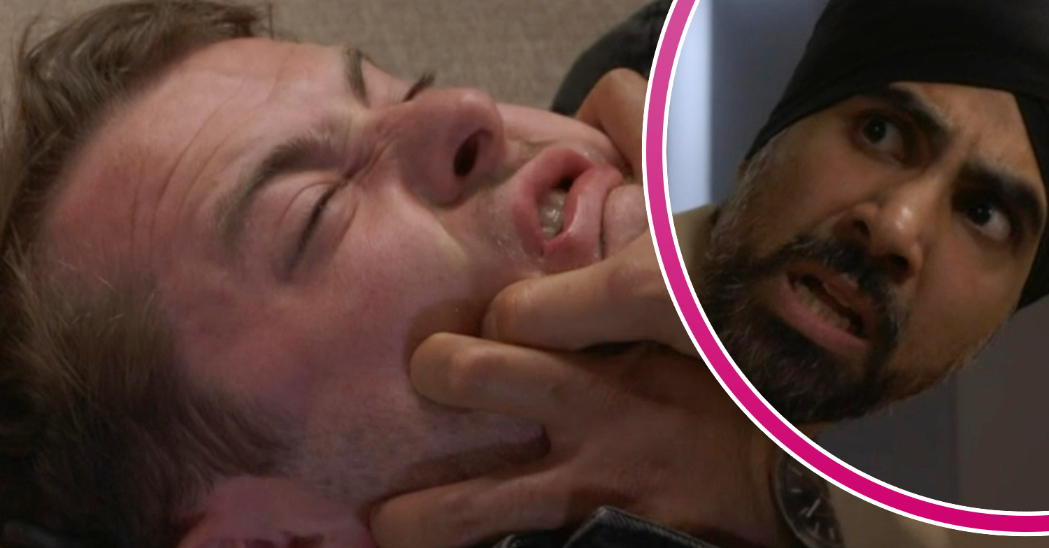 Ben Mitchell is being choked in a fight on Eastenders