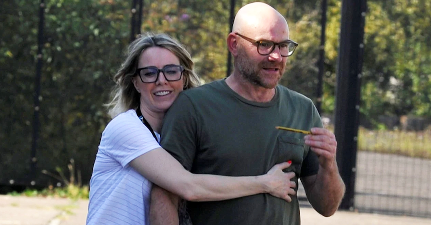 Joe Duttine and Sally Carman cuddling