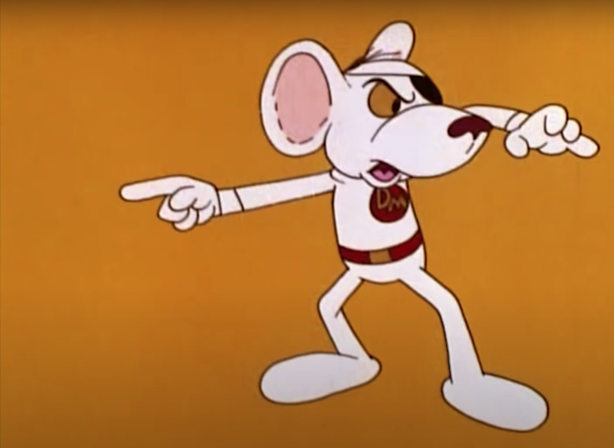 Danger Mouse pointing ahead