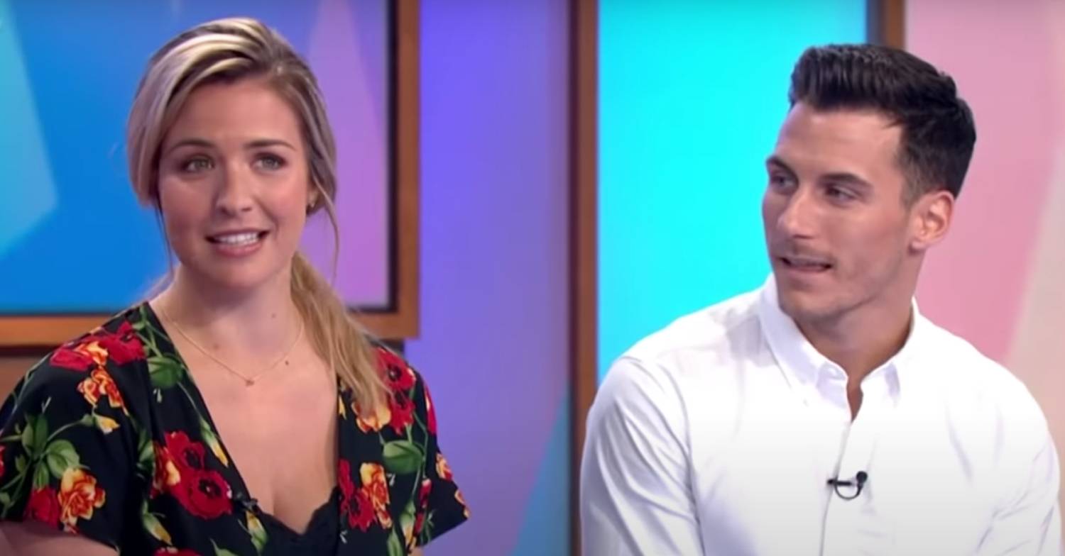 Gemma Atkinson and Gorka Marquez speak during a TV appearance