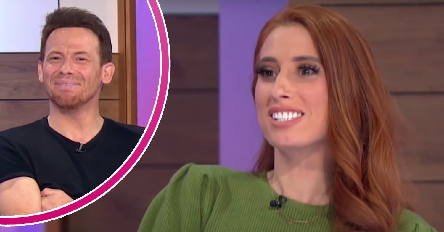Stacey Solomon and Joe Swash both smile